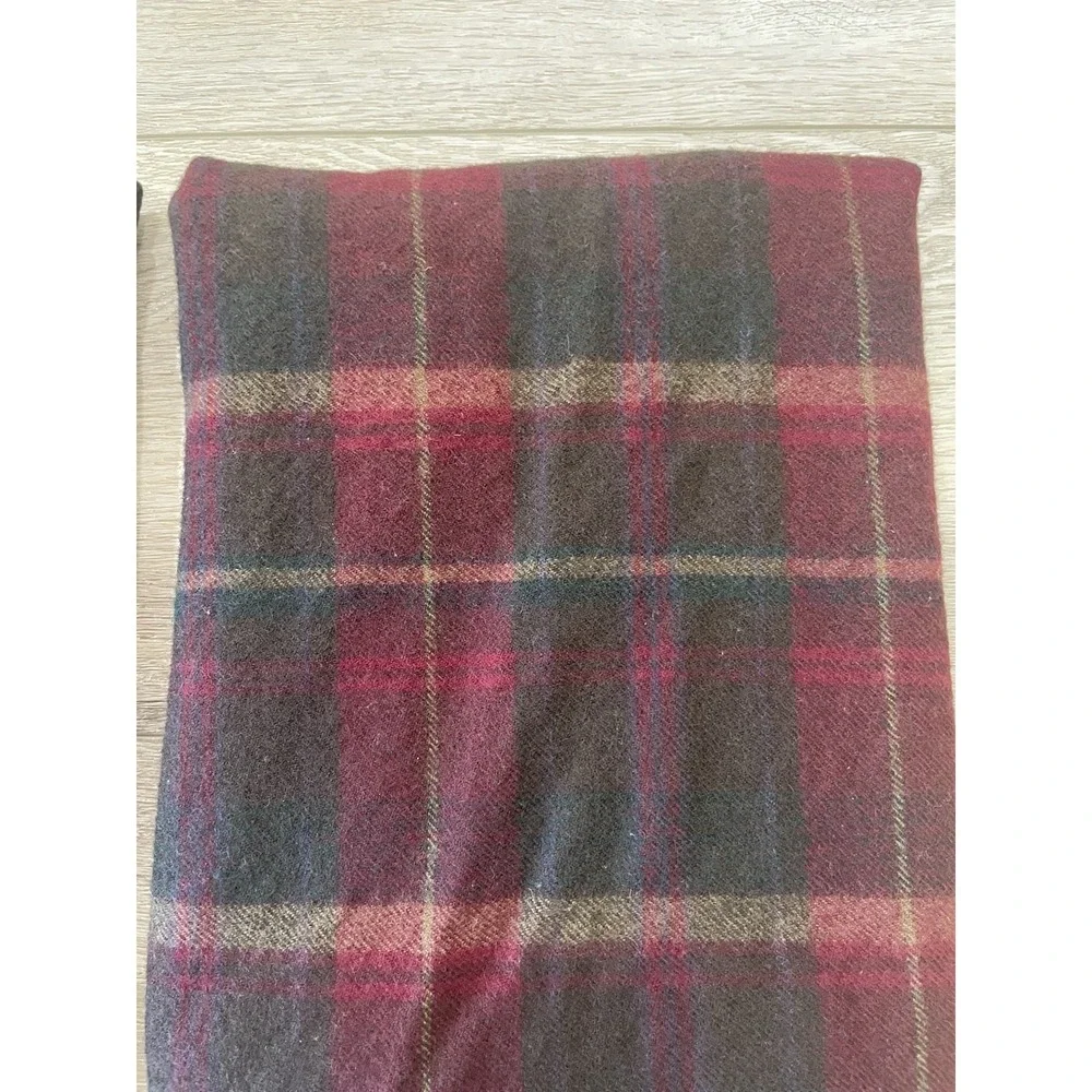 Vtg Pr  Ralph Lauren  100% Wool Tartan Plaid Euro Pillow Shams Burgundy Green